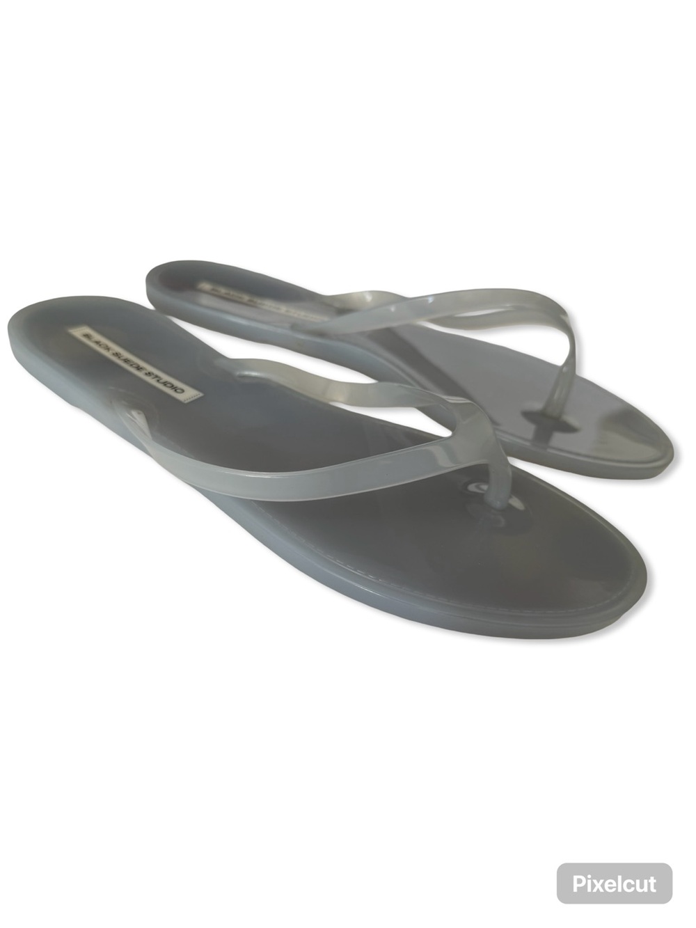 Black Suede Studio Crystal Flip Flops Baby Blue pvc sandals shoes Revolve 37 6 - Picture 7 of 11
